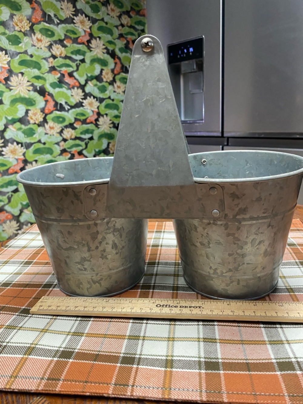 Galvanized Double Tin Caddy with Handle